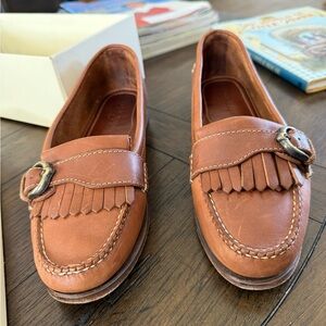 COLE HAAN Classic Brown Leather Loafers - Jana - Oak Waxy